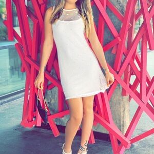 Vintage cream dress with faux pearls all over